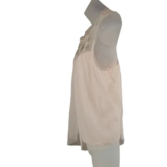 Hollister Babydoll Layered Tank Top Womens M Pink Embroidered Sleeveless Top - Picture 3 of 16